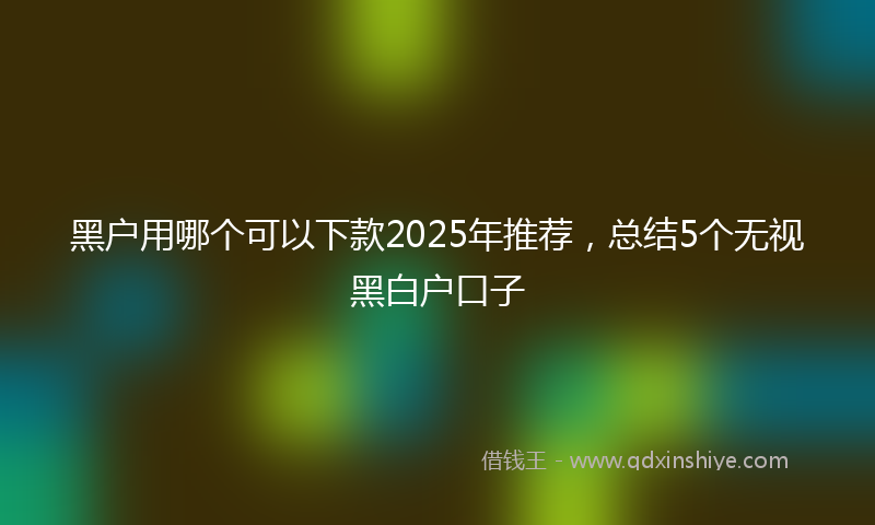 黑户用哪个可以下款2025年推荐，总结5个无视黑白户口子