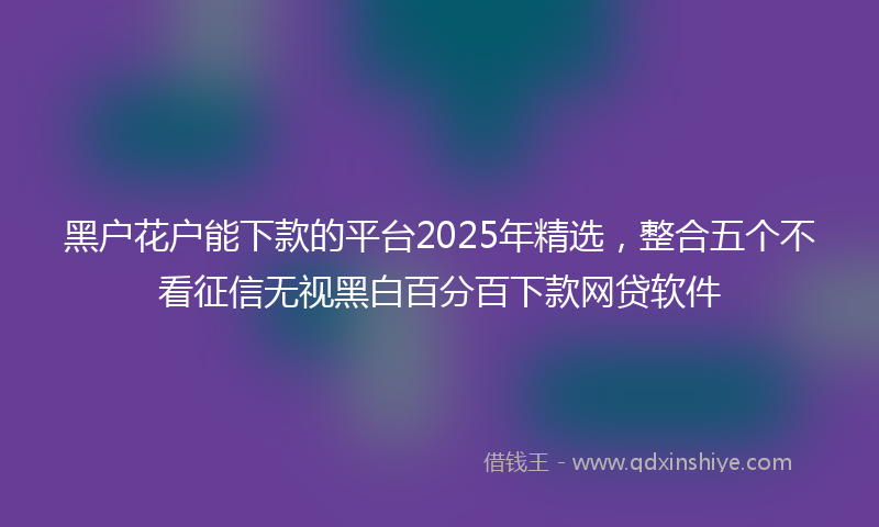 黑户花户能下款的平台2025年精选，整合五个不看征信无视黑白百分百下款网贷软件