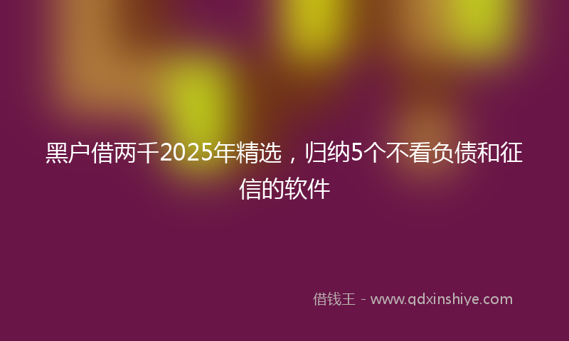 黑户借两千2025年精选，归纳5个不看负债和征信的软件