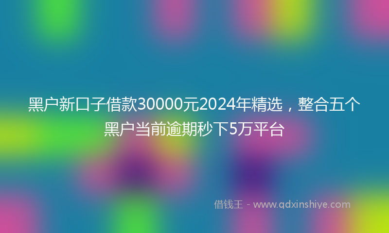 黑户新口子借款30000元2024年精选，整合五个黑户当前逾期秒下5万平台