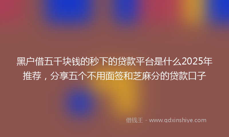 黑户借五千块钱的秒下的贷款平台是什么2025年推荐，分享五个不用面签和芝麻分的贷款口子