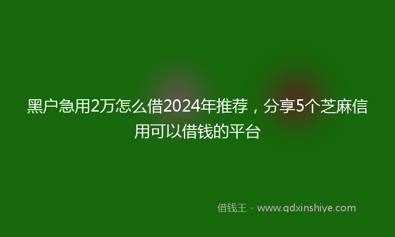 黑户急用2万怎么借2024年推荐，分享5个芝麻信用可以借钱的平台