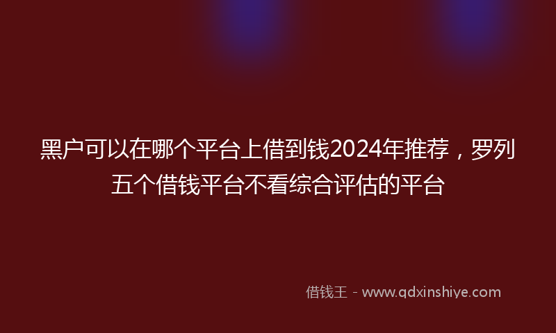 黑户可以在哪个平台上借到钱2024年推荐，罗列五个借钱平台不看综合评估的平台