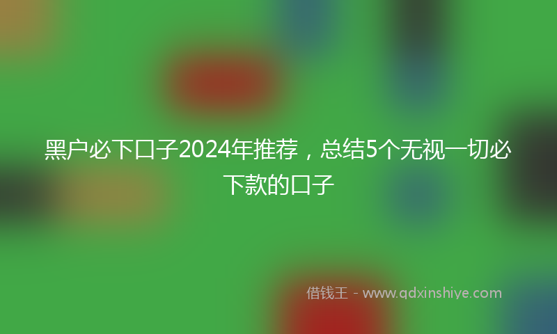黑户必下口子2024年推荐，总结5个无视一切必下款的口子