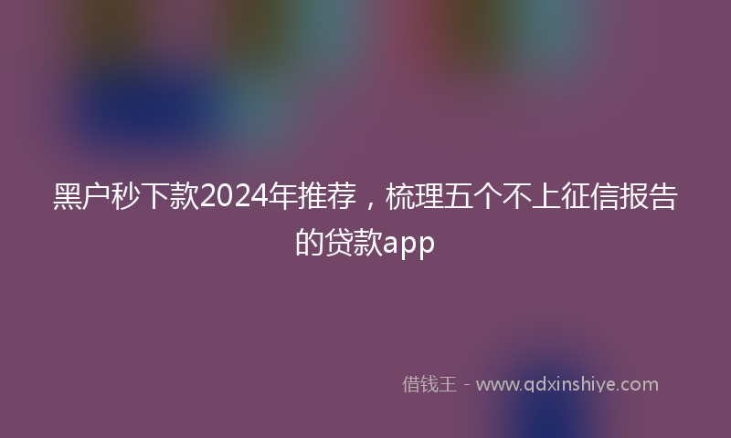 黑户秒下款2024年推荐，梳理五个不上征信报告的贷款app