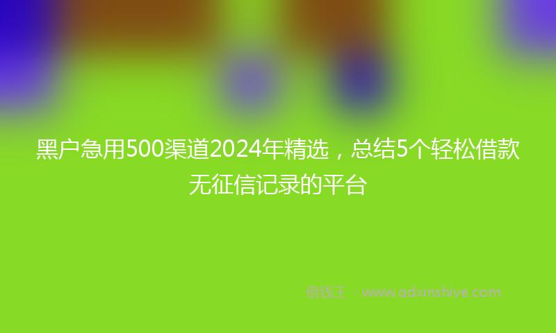 黑户急用500渠道2024年精选，总结5个轻松借款无征信记录的平台