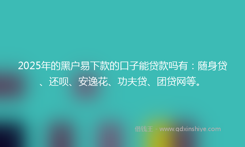 2025年的黑户易下款的口子能贷款吗有：随身贷、还呗、安逸花、功夫贷、团贷网等。
