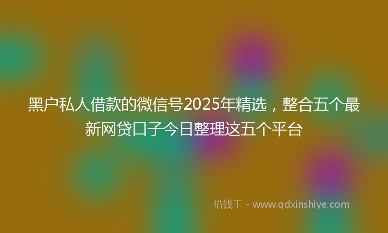 黑户私人借款的微信号2025年精选，整合五个最新网贷口子今日整理这五个平台