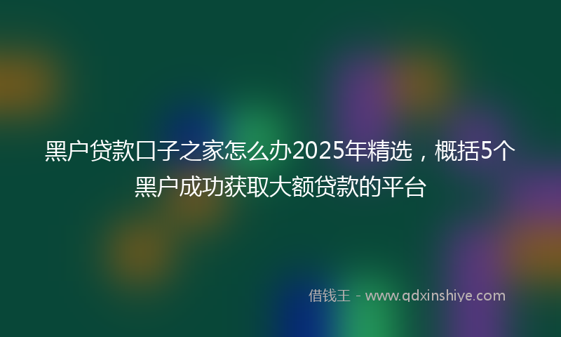 黑户贷款口子之家怎么办2025年精选，概括5个黑户成功获取大额贷款的平台