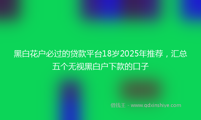 黑白花户必过的贷款平台18岁2025年推荐，汇总五个无视黑白户下款的口子
