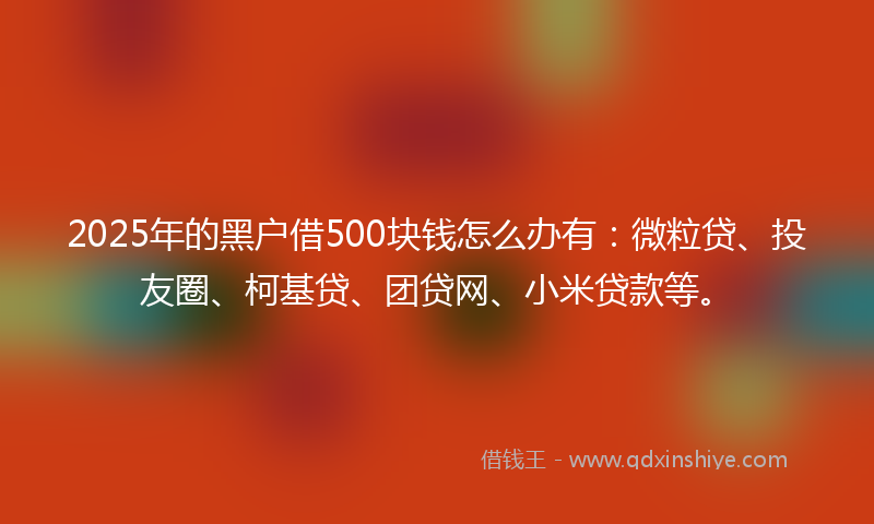 2025年的黑户借500块钱怎么办有：微粒贷、投友圈、柯基贷、团贷网、小米贷款等。