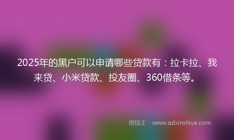 2025年的黑户可以申请哪些贷款有：拉卡拉、我来贷、小米贷款、投友圈、360借条等。