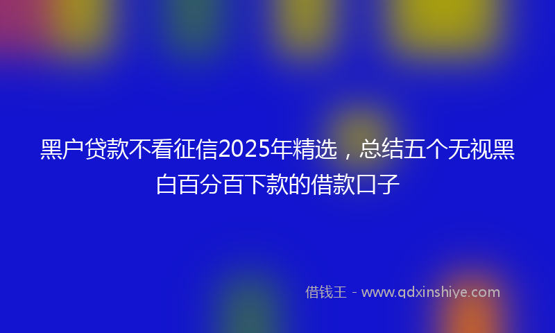 黑户贷款不看征信2025年精选，总结五个无视黑白百分百下款的借款口子
