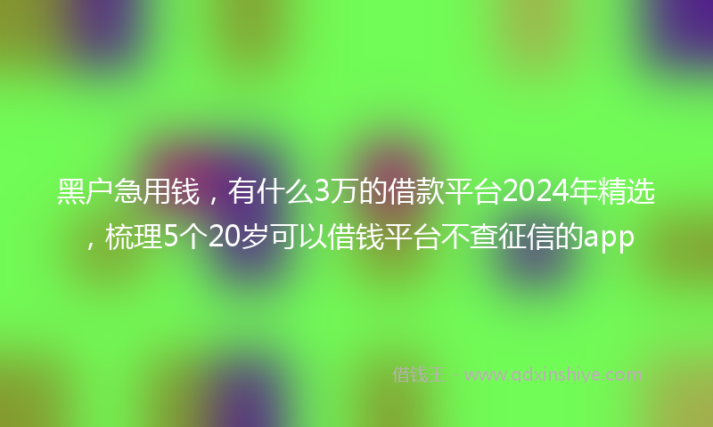 黑户急用钱,有什么3万的借款平台2024年精选,梳理5个20岁可以借钱平台不查征信的app