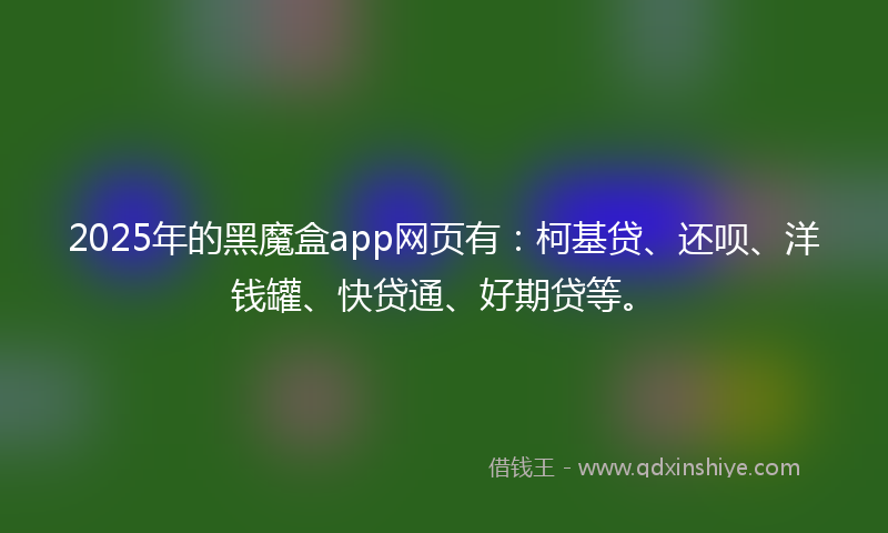 2025年的黑魔盒app网页有：柯基贷、还呗、洋钱罐、快贷通、好期贷等。