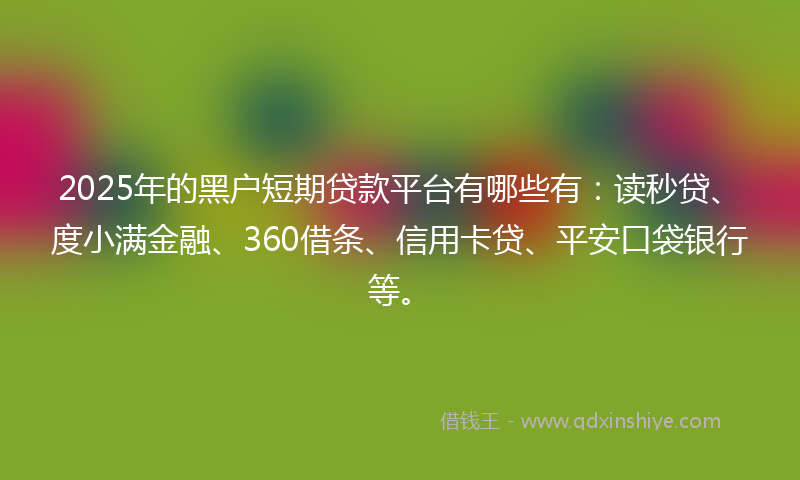 2025年的黑户短期贷款平台有哪些有：读秒贷、度小满金融、360借条、信用卡贷、平安口袋银行等。