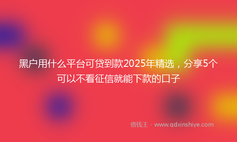 黑户用什么平台可贷到款2025年精选，分享5个可以不看征信就能下款的口子