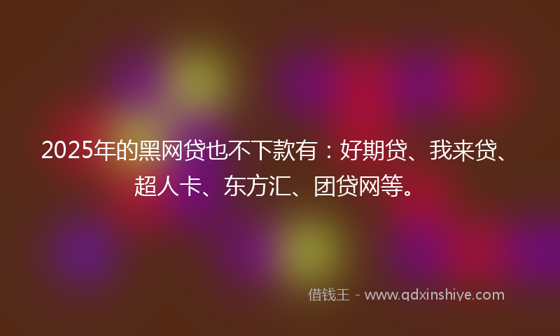 2025年的黑网贷也不下款有：好期贷、我来贷、超人卡、东方汇、团贷网等。