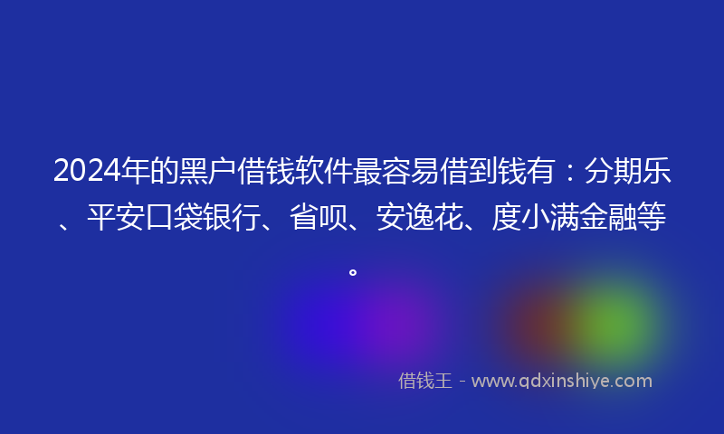 2024年的黑户借钱软件最容易借到钱有：分期乐、平安口袋银行、省呗、安逸花、度小满金融等。