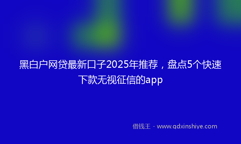 黑白户网贷最新口子2025年推荐，盘点5个快速下款无视征信的app