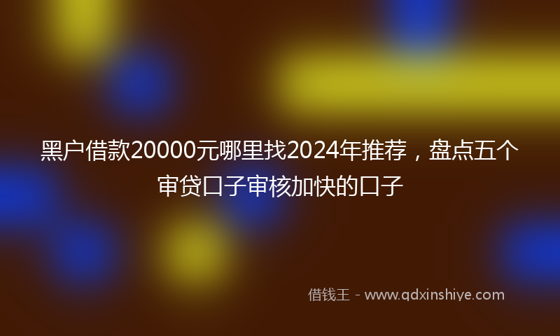 黑户借款20000元哪里找2024年推荐，盘点五个审贷口子审核加快的口子