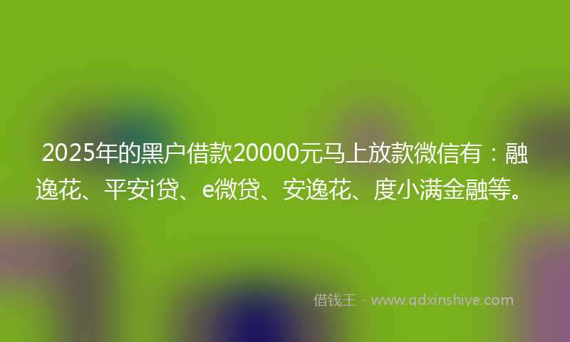 2025年的黑户借款20000元马上放款微信有：融逸花、平安i贷、e微贷、安逸花、度小满金融等。