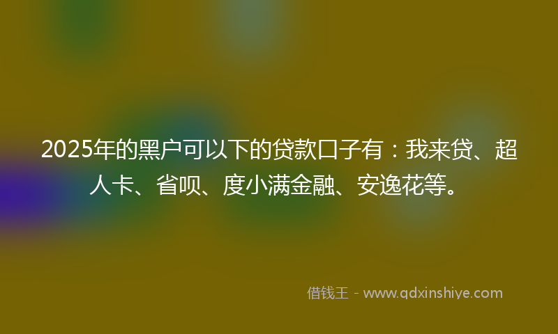 2025年的黑户可以下的贷款口子有：我来贷、超人卡、省呗、度小满金融、安逸花等。
