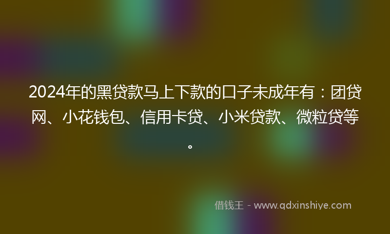 2024年的黑贷款马上下款的口子未成年有：团贷网、小花钱包、信用卡贷、小米贷款、微粒贷等。