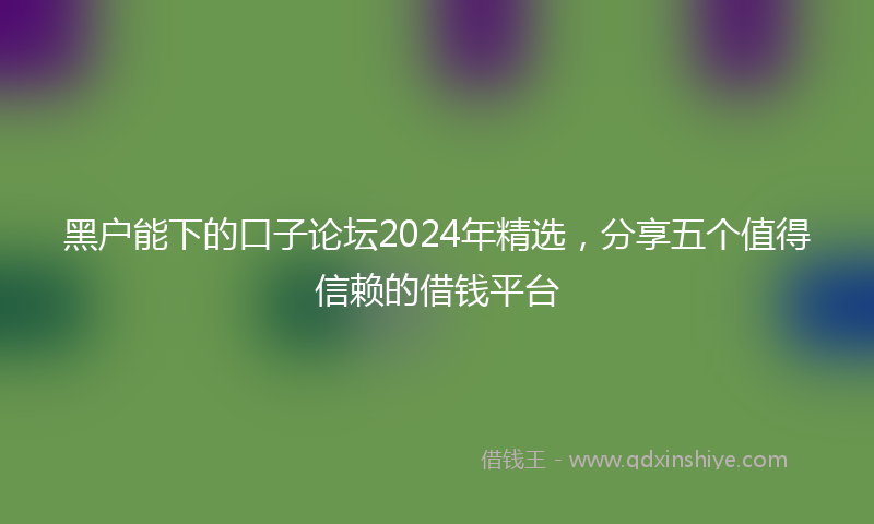 黑户能下的口子论坛2024年精选，分享五个值得信赖的借钱平台