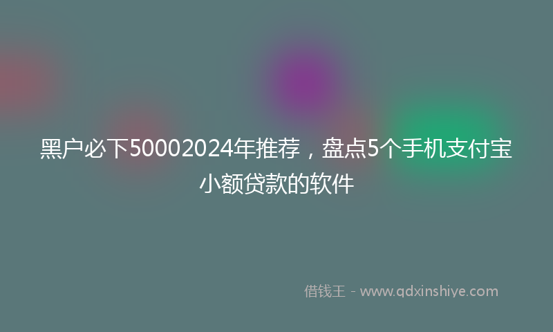 黑户必下50002024年推荐，盘点5个手机支付宝小额贷款的软件