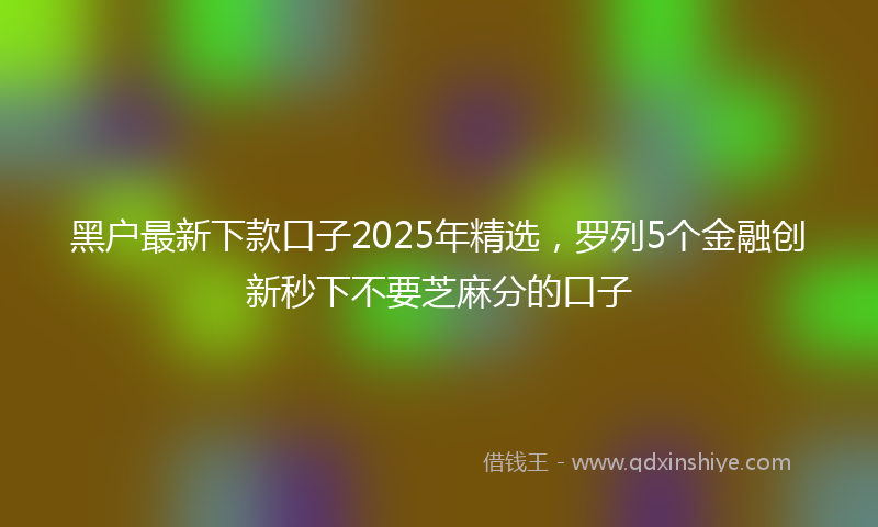 黑户最新下款口子2025年精选，罗列5个金融创新秒下不要芝麻分的口子