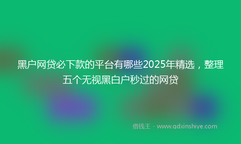 黑户网贷必下款的平台有哪些2025年精选，整理五个无视黑白户秒过的网贷