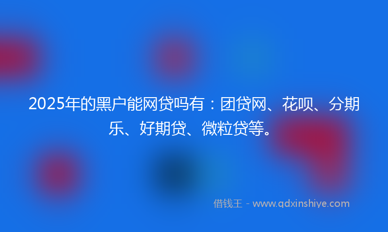 2025年的黑户能网贷吗有：团贷网、花呗、分期乐、好期贷、微粒贷等。