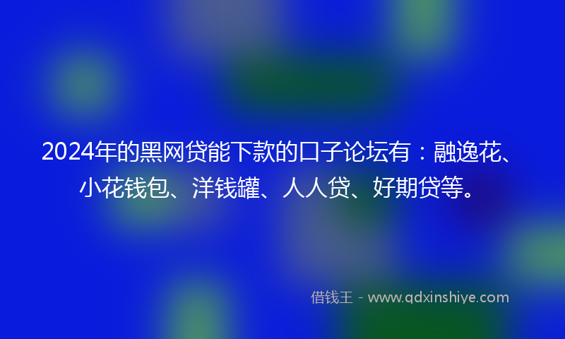 2024年的黑网贷能下款的口子论坛有：融逸花、小花钱包、洋钱罐、人人贷、好期贷等。