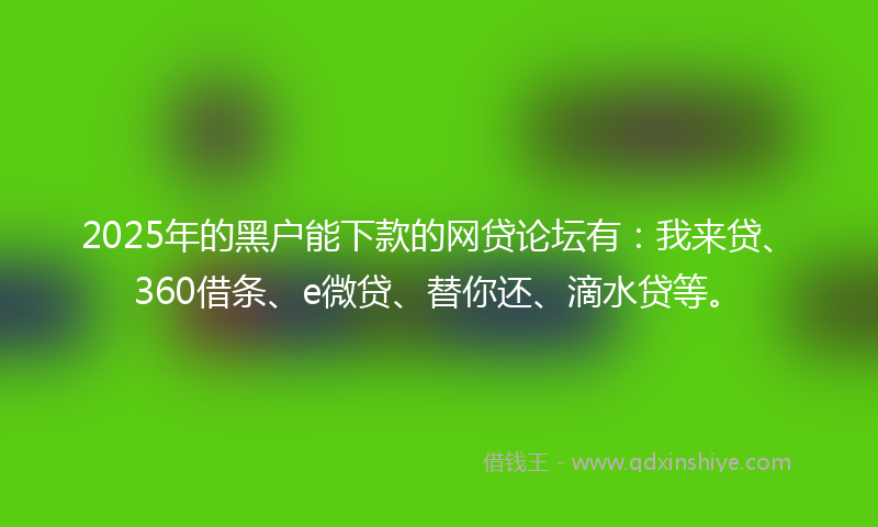 2025年的黑户能下款的网贷论坛有：我来贷、360借条、e微贷、替你还、滴水贷等。