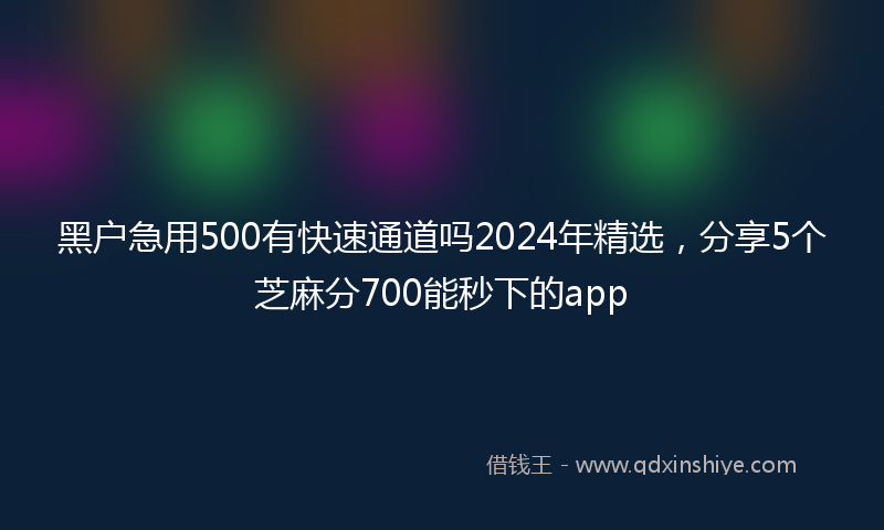 黑户急用500有快速通道吗2024年精选，分享5个芝麻分700能秒下的app