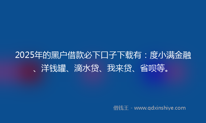 2025年的黑户借款必下口子下载有：度小满金融、洋钱罐、滴水贷、我来贷、省呗等。