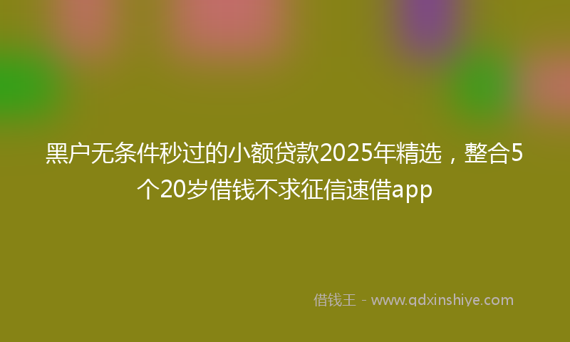 黑户无条件秒过的小额贷款2025年精选，整合5个20岁借钱不求征信速借app