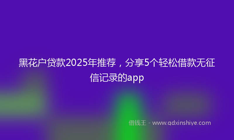黑花户贷款2025年推荐，分享5个轻松借款无征信记录的app