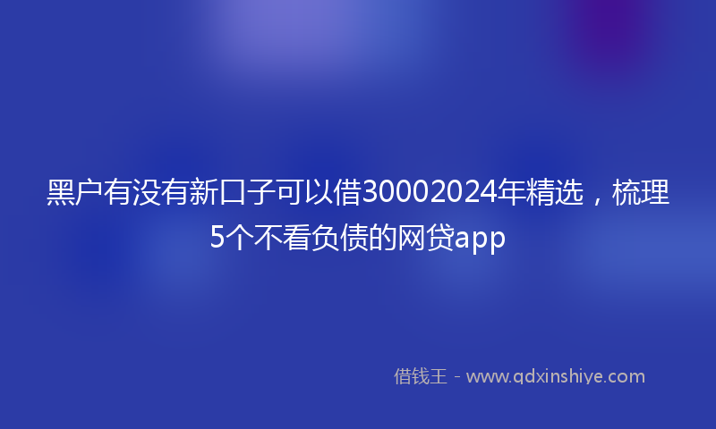 黑户有没有新口子可以借30002024年精选，梳理5个不看负债的网贷app