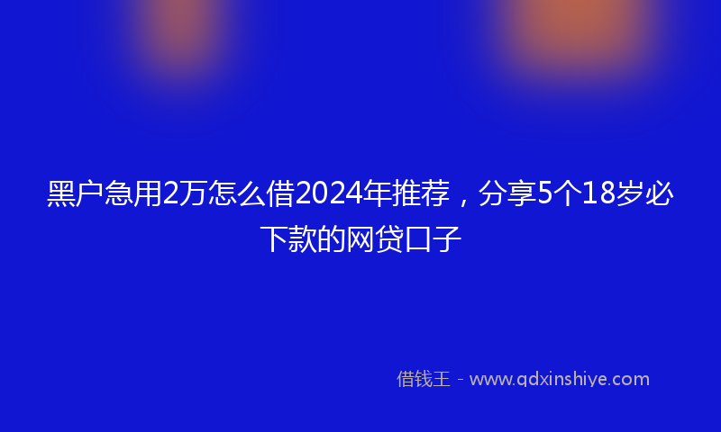黑户急用2万怎么借2024年推荐，分享5个18岁必下款的网贷口子