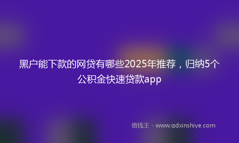 黑户能下款的网贷有哪些2025年推荐，归纳5个公积金快速贷款app
