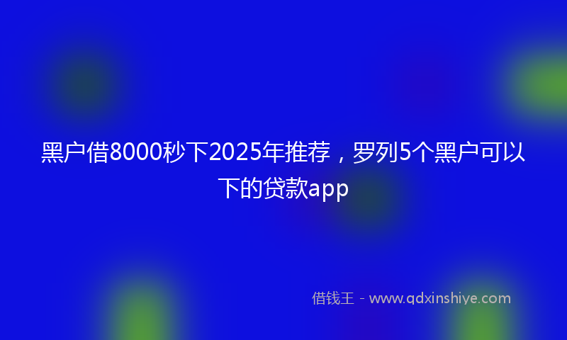 黑户借8000秒下2025年推荐，罗列5个黑户可以下的贷款app