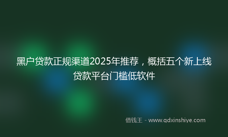 黑户贷款正规渠道2025年推荐，概括五个新上线贷款平台门槛低软件