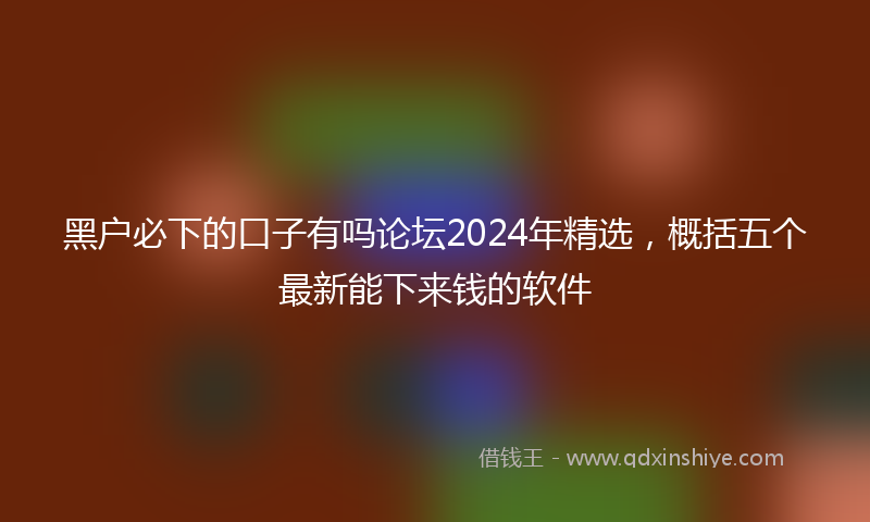 黑户必下的口子有吗论坛2024年精选，概括五个最新能下来钱的软件