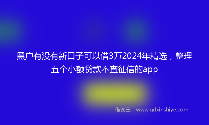 黑户有没有新口子可以借3万2024年精选，整理五个小额贷款不查征信的app