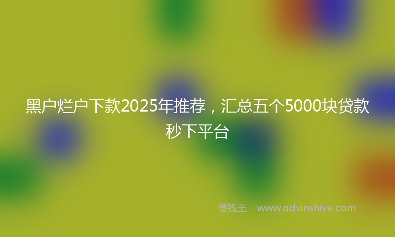黑户烂户下款2025年推荐，汇总五个5000块贷款秒下平台