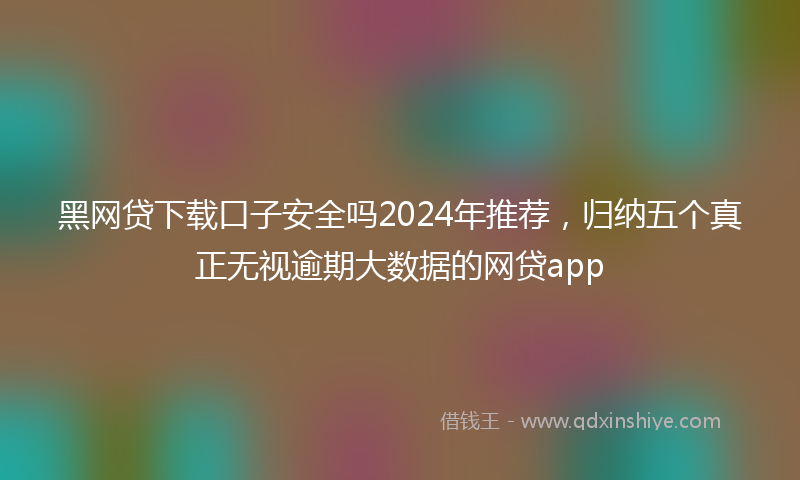 黑网贷下载口子安全吗2024年推荐，归纳五个真正无视逾期大数据的网贷app