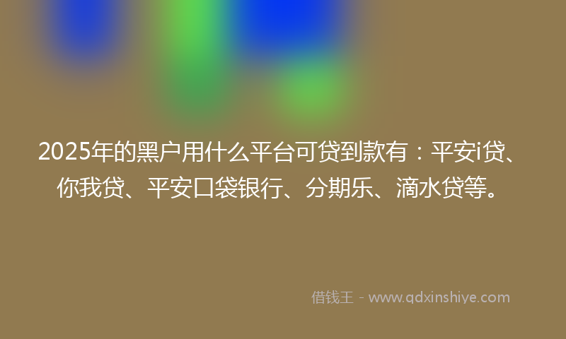2025年的黑户用什么平台可贷到款有：平安i贷、你我贷、平安口袋银行、分期乐、滴水贷等。