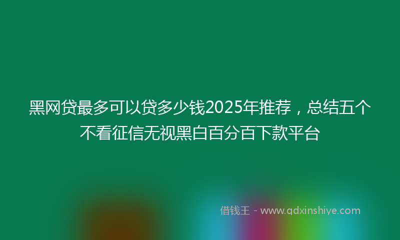 黑网贷最多可以贷多少钱2025年推荐，总结五个不看征信无视黑白百分百下款平台